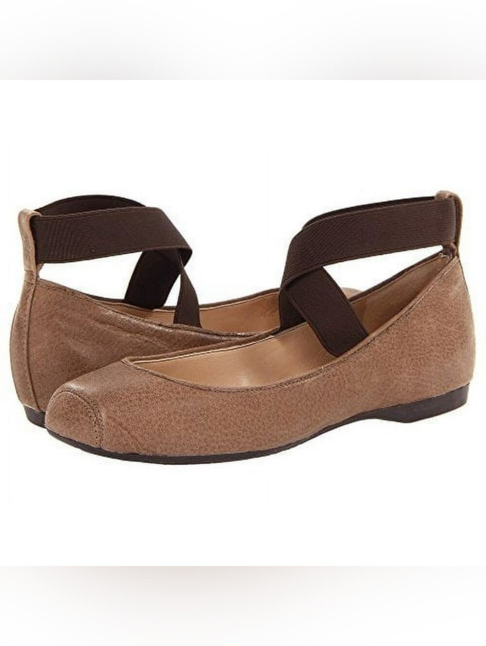 Women's Brown Suede Elastic Strap Flats